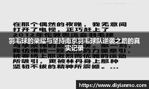 羽毛球的荣耀与坚持南京羽毛球队逆袭之路的真实记录